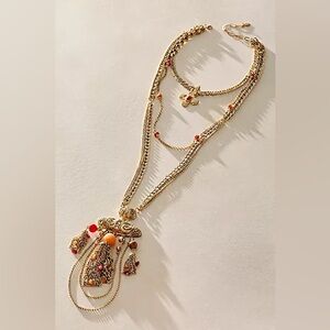 3728. FREE PEOPLE Catriona layered necklace in Gold NWT $68